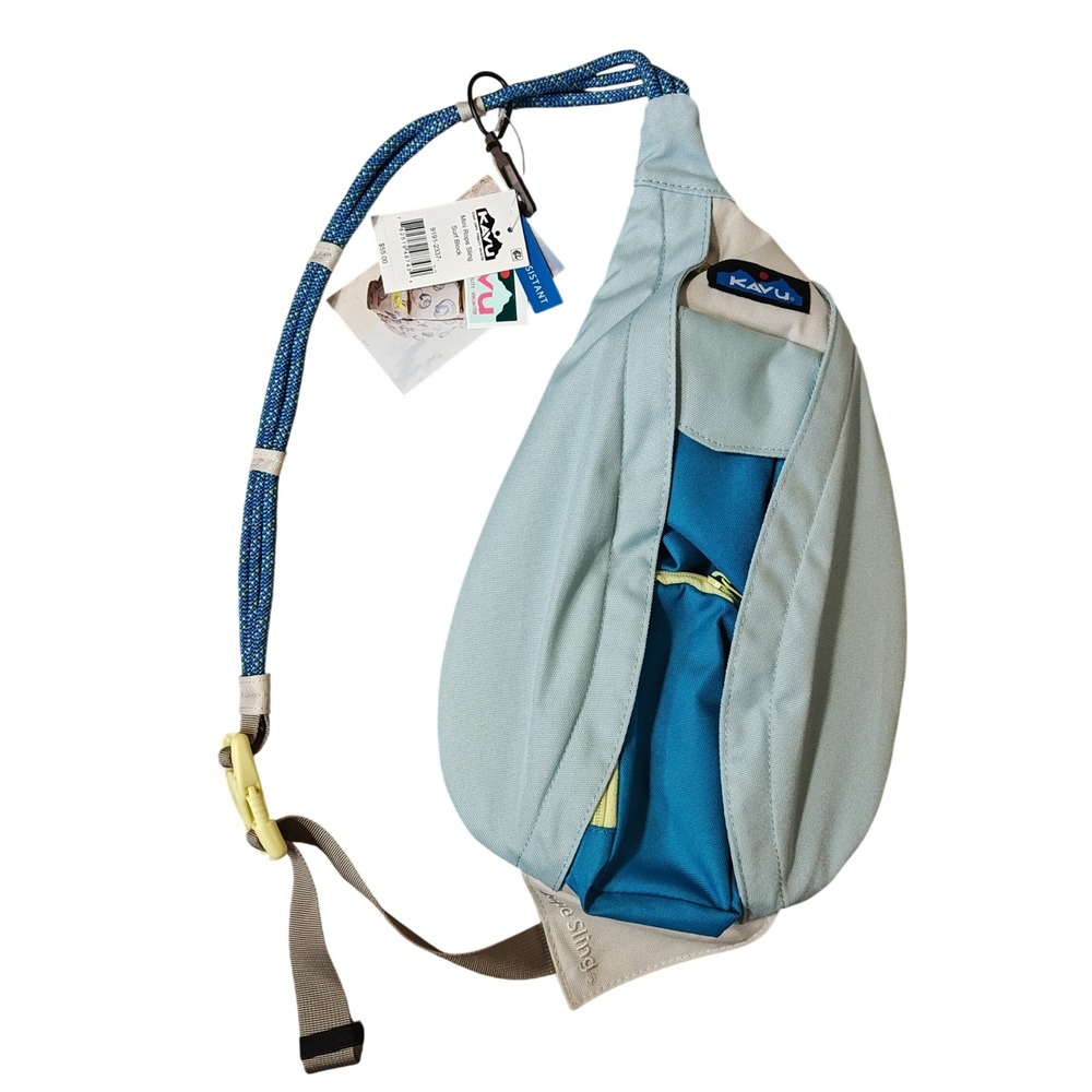 KAVU Mini Rope Sling Bag Unisex OS Surf Block Blue Grey 9191-2337 NWT